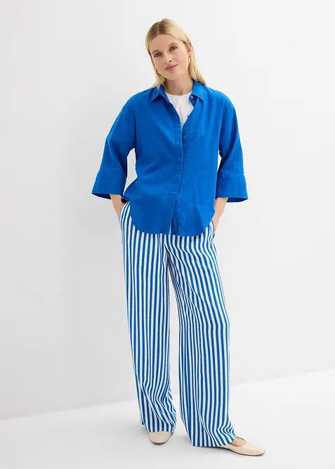 Skjorte i kj&oslash;lende linmiks, bonprix