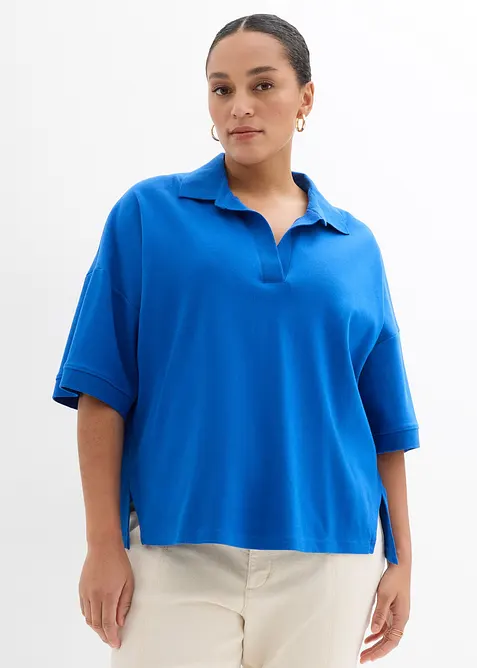 Topp med krage i 100% &oslash;kologisk bomull, bonprix