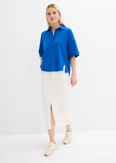 Topp med krage i 100% &oslash;kologisk bomull, bonprix