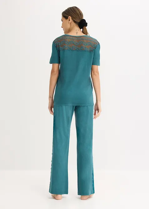 Pyjamas med viskose og blonde, bonprix