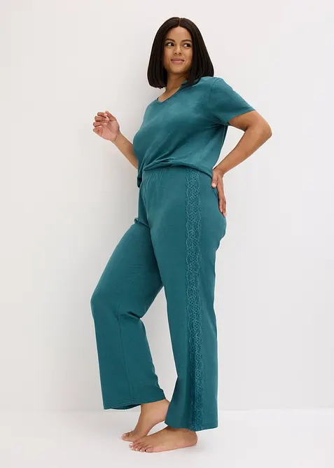 Pyjamas med viskose og blonde, bonprix