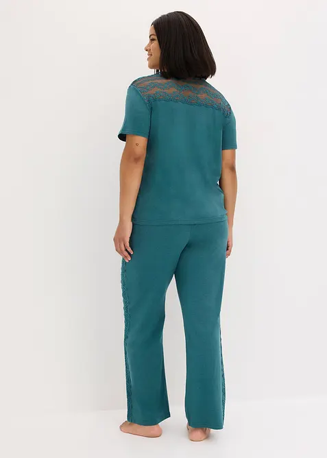 Pyjamas med viskose og blonde, bonprix