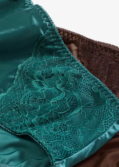 Truse med h&oslash;y midje og fin glans (2-pack), bonprix