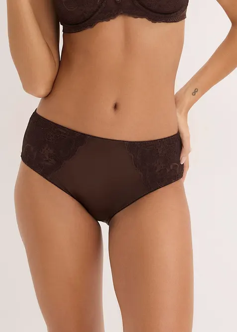 Truse med h&oslash;y midje og fin glans (2-pack), bonprix