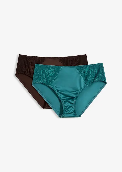 Truse med h&oslash;y midje og fin glans (2-pack), bonprix