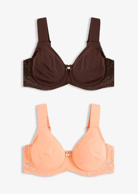 T-skjorte BH med spiler og &oslash;kologisk bomull (2-pack), bonprix