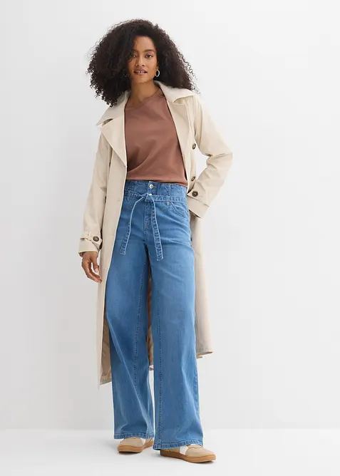 Wide Leg-jeans, High Waist, &oslash;kologisk bomull, bonprix