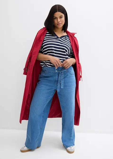 Wide Leg-jeans, High Waist, &oslash;kologisk bomull, bonprix