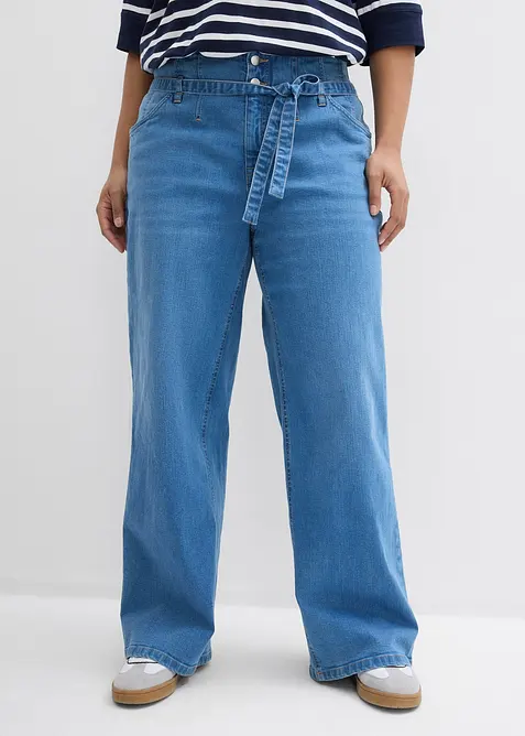 Wide Leg-jeans, High Waist, &oslash;kologisk bomull, bonprix