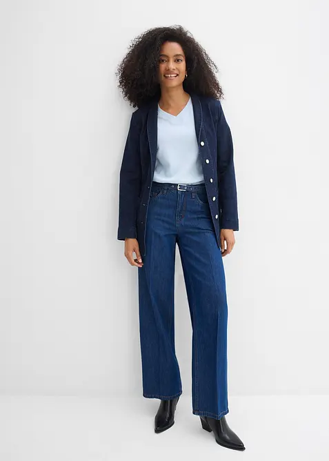 Loose fit-jeans Mid Waist, Straight, bomull, bonprix