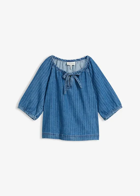 Bluse i denim med stripem&oslash;nster, bonprix