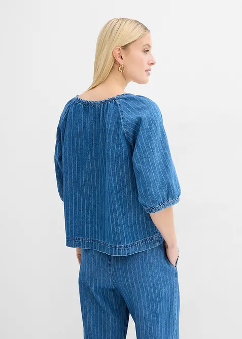 Bluse i denim med stripem&oslash;nster, bonprix