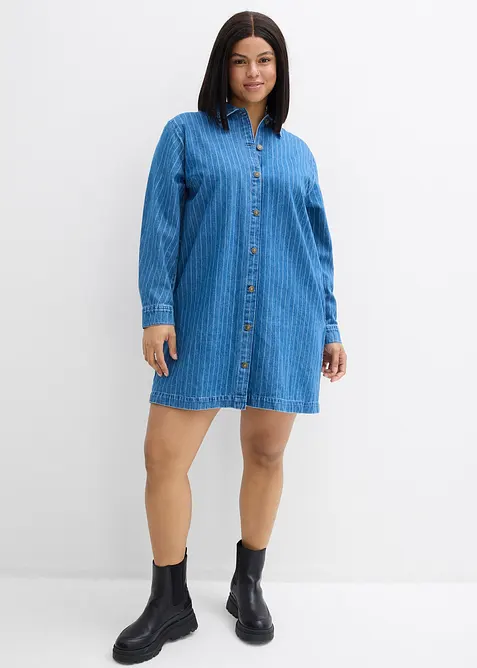 Denimkjole med stripem&oslash;nster, bonprix