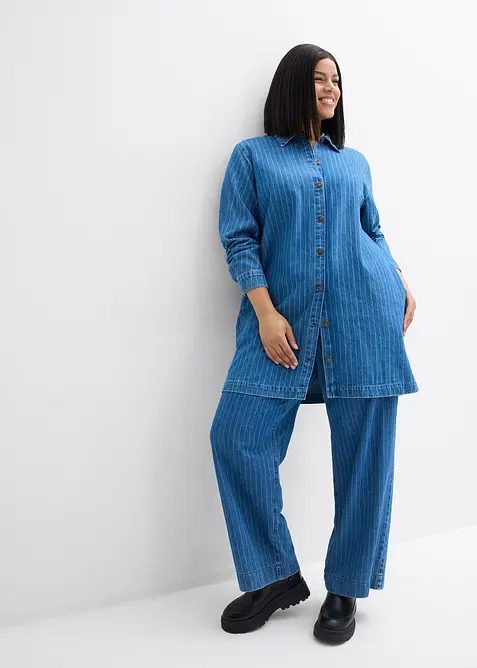 Denimkjole med stripem&oslash;nster, bonprix