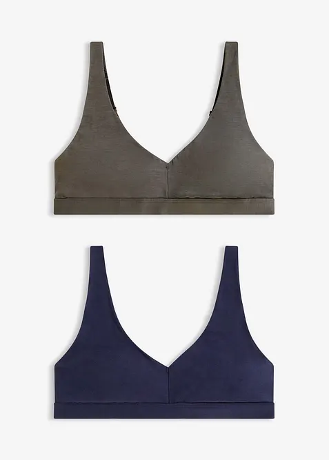 Bralette uten spiler med &oslash;kologisk bomull (2-pack), bonprix