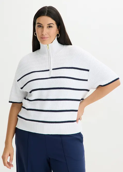 Half zip genser med bomull, bonprix