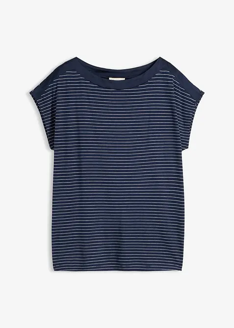 Topp i lett viskose med besetning i sateng, bonprix