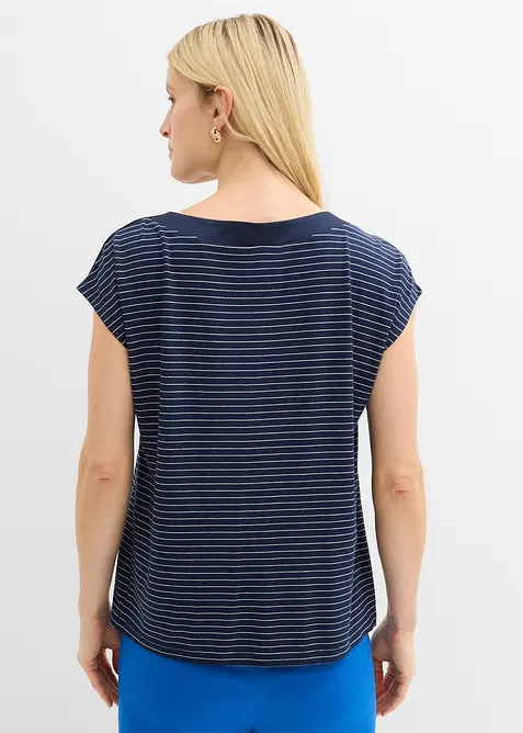 Topp i lett viskose med besetning i sateng, bonprix