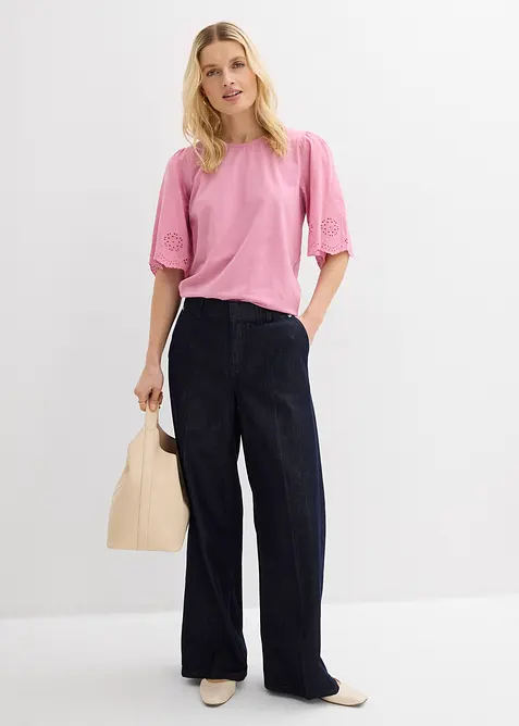 Topp med hullbroderier, bonprix