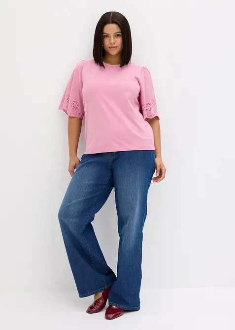 Topp med hullbroderier, bonprix