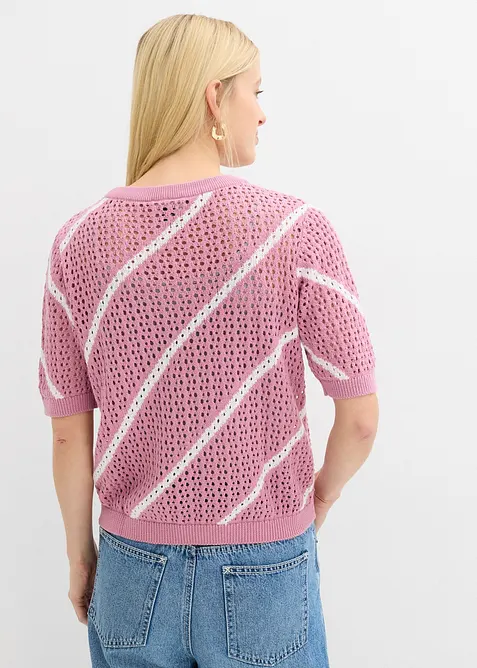 Genser i 100% bomull med hullm&oslash;nster, bonprix