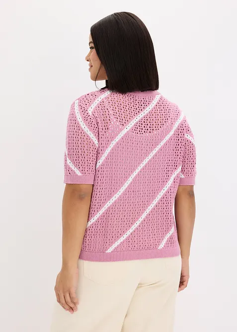 Genser i 100% bomull med hullm&oslash;nster, bonprix