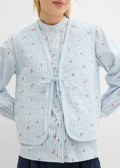 Vattert vest med blomsterbroderier, bonprix