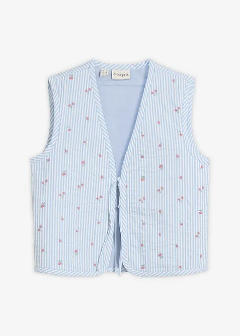 Vattert vest med blomsterbroderier, bonprix