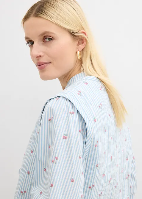 Vattert vest med blomsterbroderier, bonprix