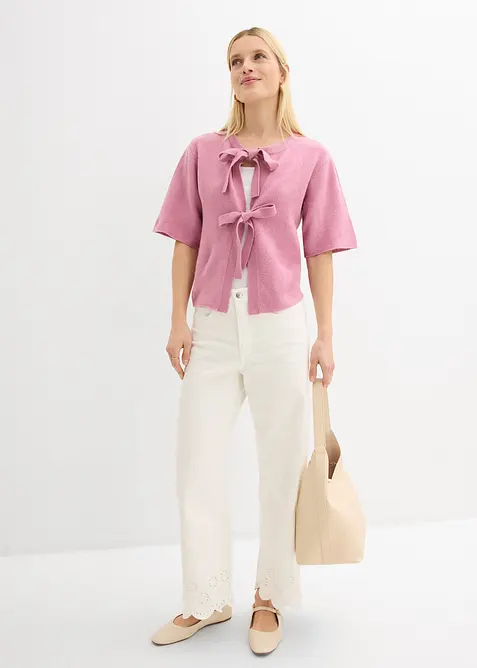 Finstrikket cardigan med sl&oslash;yfer, bonprix