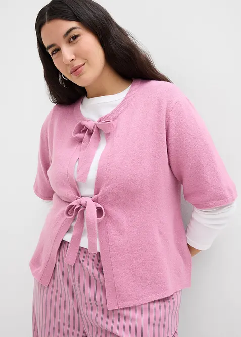 Finstrikket cardigan med sl&oslash;yfer, bonprix