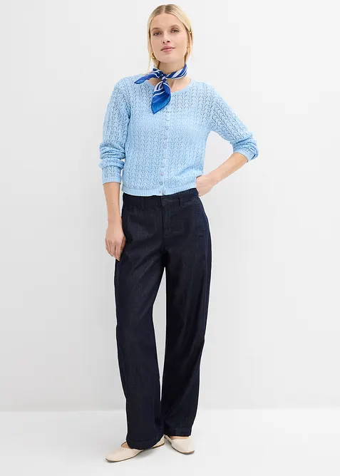 Cardigan i 100% bomull med hullm&oslash;nster, bonprix