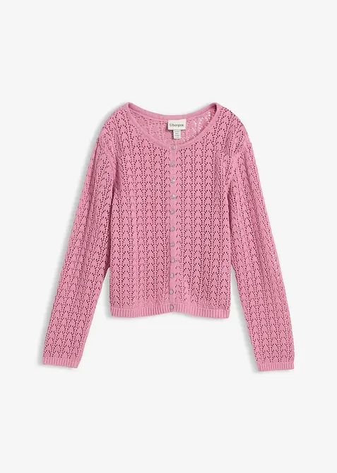 Cardigan i 100% bomull med hullm&oslash;nster, bonprix