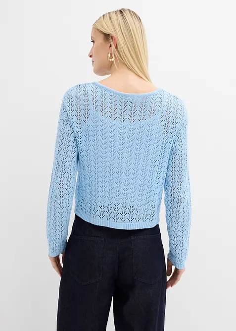 Cardigan i 100% bomull med hullm&oslash;nster, bonprix