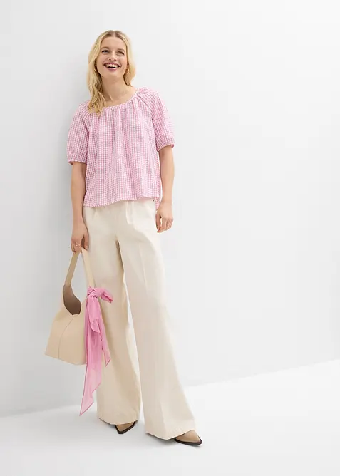Kortermet bluse i 100% bomull, bonprix