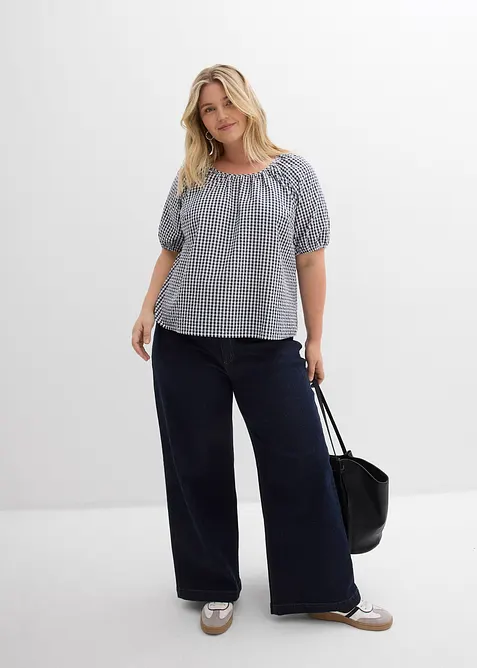 Kortermet bluse i 100% bomull, bonprix