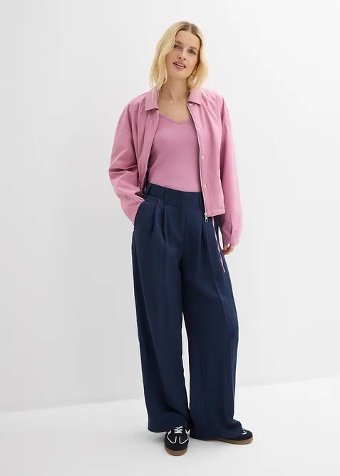 Ribbet topp i viskosemiks, bonprix