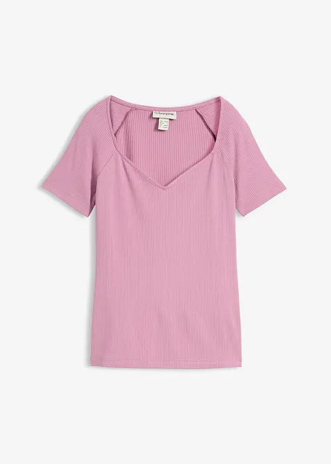 Ribbet topp i viskosemiks, bonprix