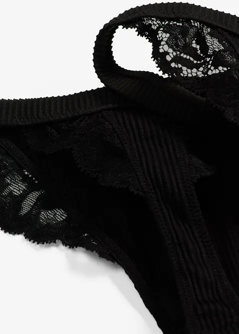 Tanga stringtruse med ribb, bonprix