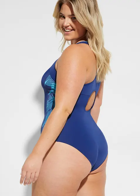 Badedrakt i sporty modell med innfellinger i siden, bonprix