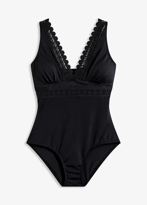 Badedrakt med Laser-Cut-innfellinger, bonprix