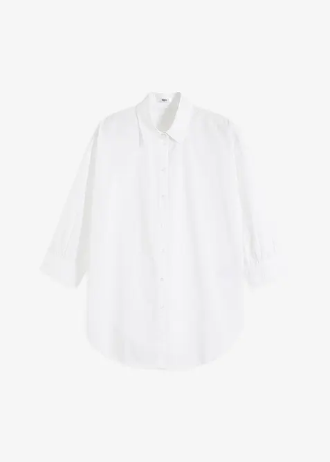 Oversized skjorte i bomull med 3/4-lange ermer, bonprix