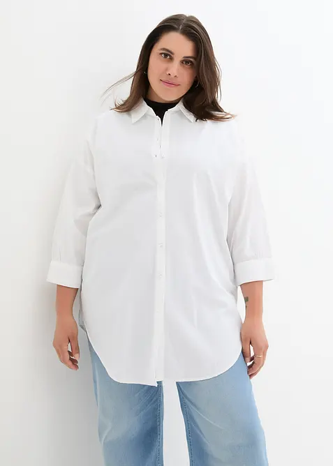 Oversized skjorte i bomull med 3/4-lange ermer, bonprix