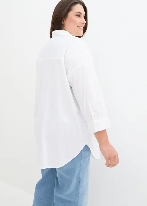 Oversized skjorte i bomull med 3/4-lange ermer, bonprix