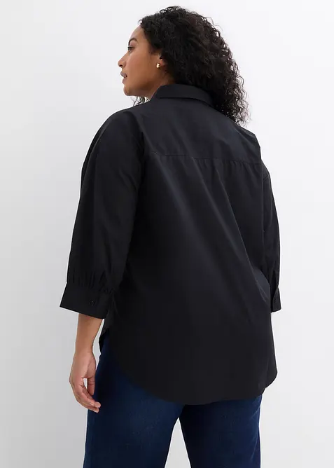 Oversized skjorte i bomull med 3/4-lange ermer, bonprix
