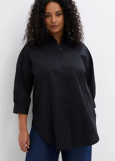 Oversized skjorte i bomull med 3/4-lange ermer, bonprix