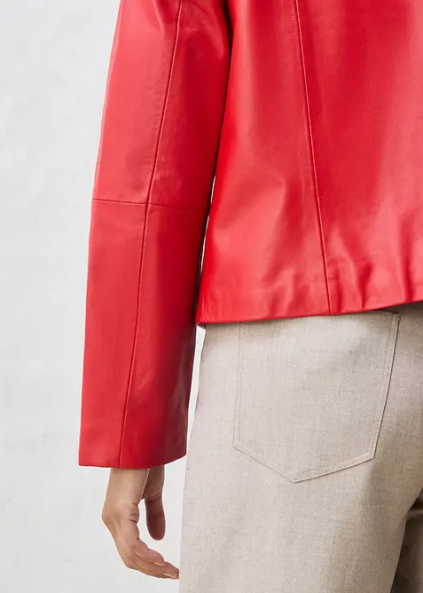 Kort skinnjakke av lammenappa, bonprix