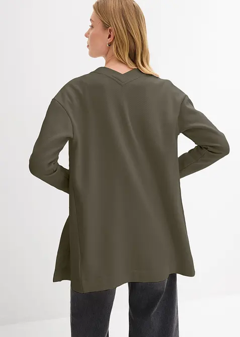 Lang sweatjakke i myk bomullsmiks, bonprix