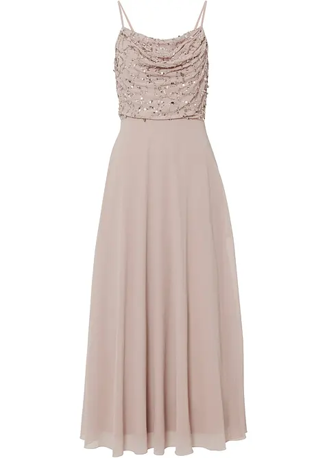 Kjole med stropper og paljettbroderi, bonprix