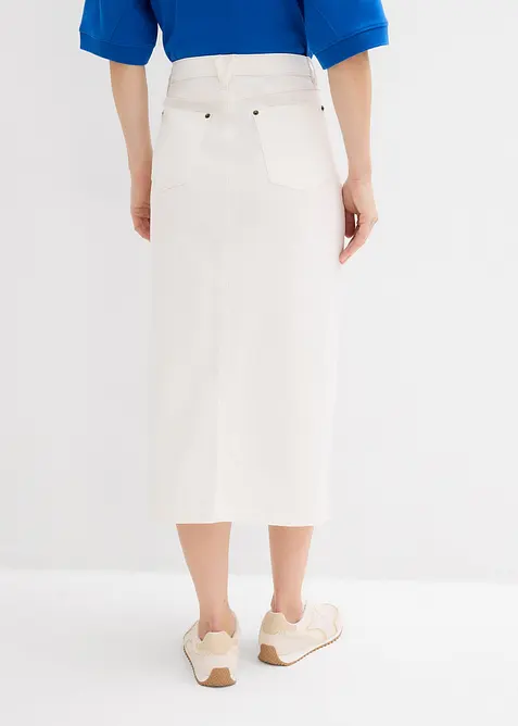 Jeansskj&oslash;rt i midilengde, bonprix